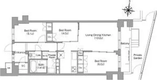 ミレーネ神戸住吉本町【1階】の間取り