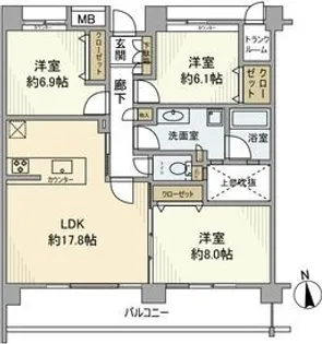ウエリスステージ門戸厄神【1階】の間取り