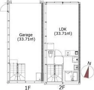 (仮称)東灘高架下ガレージハウス【1階】の間取り