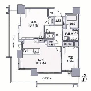 プラウドタワー住吉【21階】の間取り