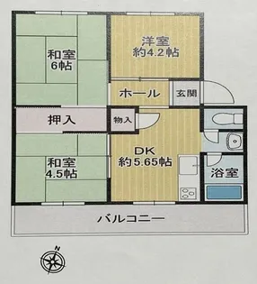 渦森コーポD棟【4階】の間取り