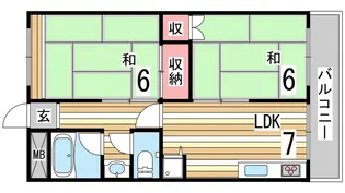 西芦屋グリーンハウス【4階】の間取り