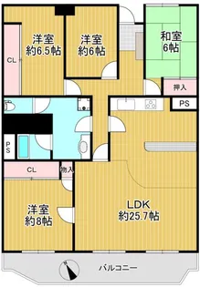 夙川台サンハイツD棟【5階】の間取り