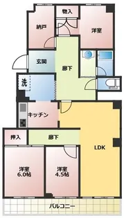 芦屋緑町第2住宅 5号棟【5階】の間取り