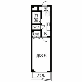 シャンブル甲東園【3階】の間取り