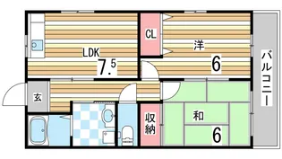 ガーデンハイツ芦屋【2階】の間取り