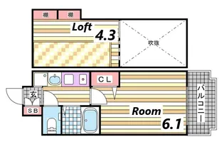 エステムコート三宮駅前ラ・ドゥー【6階】の間取り