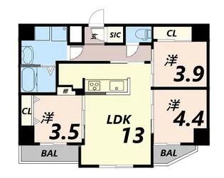 アーバネックス塚口【3階】の間取り