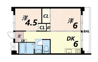 ビレッジハウス南清水タワー1号棟【2階】の間取り