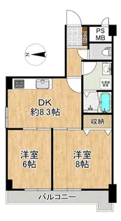 ライオンズマンション魚崎【2階】の間取り