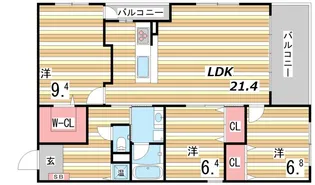 芦屋CUBE山手【2階】の間取り