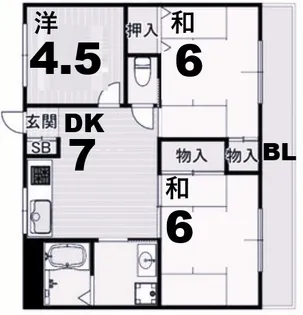 香枦園レジデンス【3階】の間取り