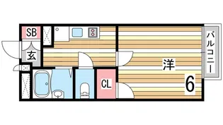 レオパレスルコントワール御影【2階】の間取り