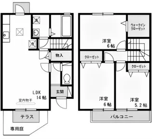 兵庫県神戸市西区上新地1丁目【テラスハウス】の間取り