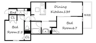 エクセレントガーデンヒルズ B棟【1階】の間取り