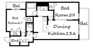 エクセレントガーデンヒルズ B棟【2階】の間取り