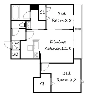 エクセレントガーデンヒルズ B棟【2階】の間取り