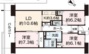 県営伊川谷第2高層住宅1号棟【8階】の間取り