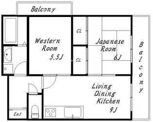 メゾンドソレイユ物部【5階】の間取り