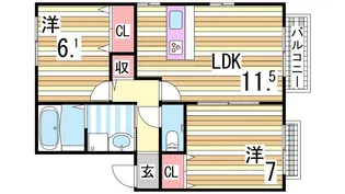 ウィルモア垂水C棟【2階】の間取り