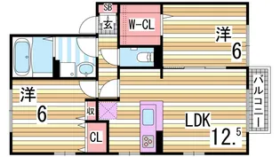 フォレスト枝吉B【1階】の間取り
