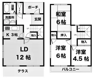 兵庫県神戸市西区伊川谷町長坂【テラスハウス】の間取り