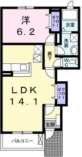 ルナパレスD【1階】の間取り