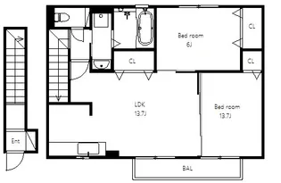 ヴァンドミール流田【2階】の間取り
