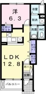 ウエストヒルズB【1階】の間取り