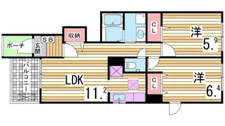 トレ テゾーロ【1階】の間取り