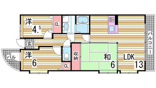 プラザハイツ二ツ屋 A棟【1階】の間取り