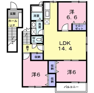 サニーガーデンE棟【2階】の間取り