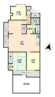 明石ハウス 3号棟【1階】の間取り