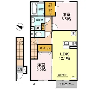 ラ ヴィくわま B棟【2階】の間取り