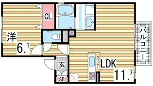 ウィルモア垂水B棟【1階】の間取り