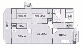 明石大窪住宅4号棟【5階】の間取り