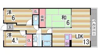 プラザハイツ二ツ屋D棟【2階】の間取り