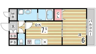 トーカンマンション須磨月見山【1階】の間取り