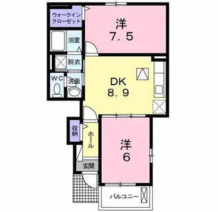 ウエストシー【1階】の間取り