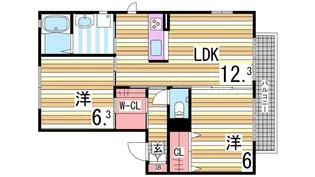 ロイヤルサニーハイツ【2階】の間取り
