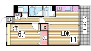 ボヌール有瀬【3階】の間取り