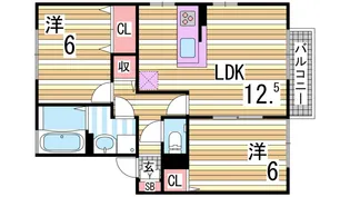 ボナール白水 2棟【2階】の間取り