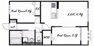神戸市垂水区東垂水アパート①北棟【2階】の間取り