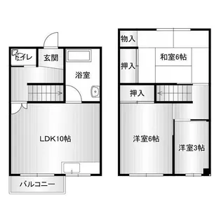 明舞第6団地13号棟【2階】の間取り