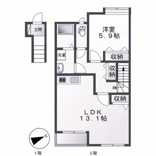 ユーヴィレッジ【2階】の間取り