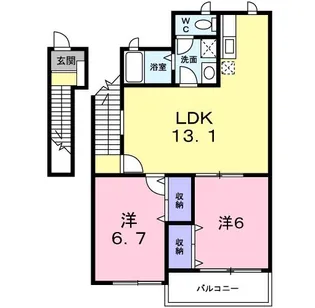 サニーガーデンD棟【2階】の間取り