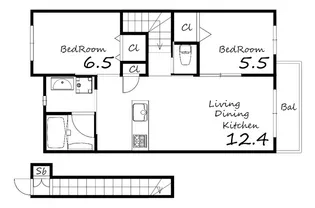 フェリーチェカーサ下戸田【2階】の間取り