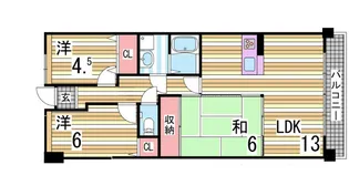 プラザハイツ二ツ屋B棟【1階】の間取り