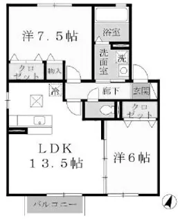 ウィルモア垂水D棟【1階】の間取り