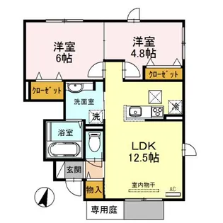 ポワログランメール【1階】の間取り